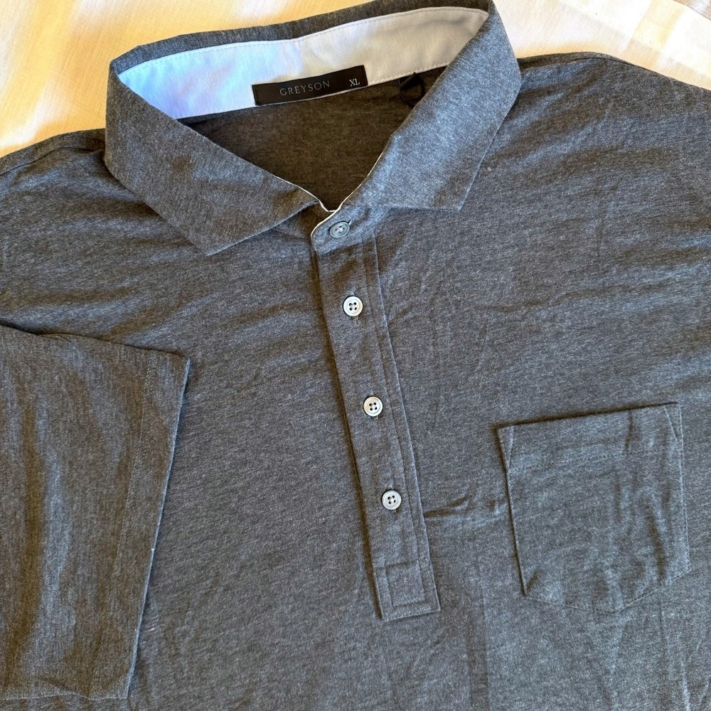 Greyson Spirit Golf Polo Men XL Dark Grey Heather Pima Cotton Stretch Pocket
